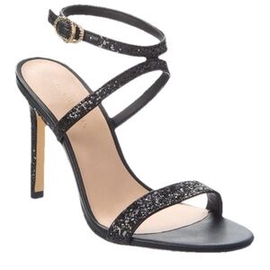 Stuart Weitzman Crystal Buckle 95 Glitter Women’s Black Sandal Size 9.5